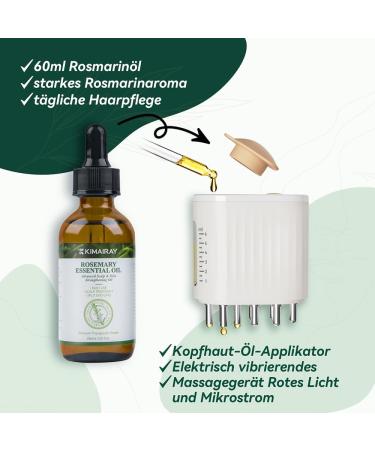 2-in-1 Electric Scalp Massage Brush & Hair Oil Applicator with Rosemary Oil | Head Massager & Hair Care | 60 ml - Buy Online on GoSupps.com