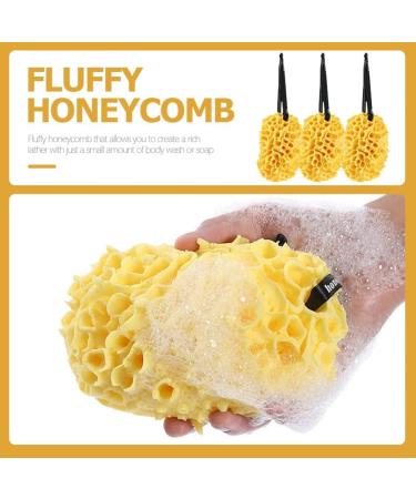 Beavorty 3pcs Honeycomb Bath Ball Sponges - Natural Exfoliating Loofah for Skin Cleansing & Shower | International Shipping Available - Buy Online on GoSupps.com