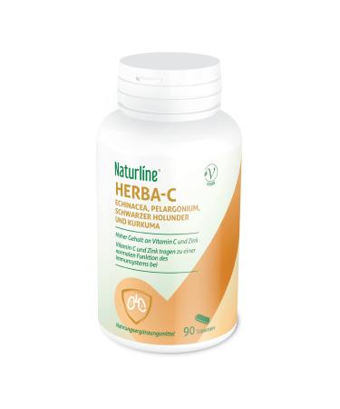 Naturline Herba-C |Vitamin C and zinc high dose with echinacea pelargonia elderberry and curcuma |90 tablets |Immune system and respiratory system support