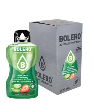 Bolero Aloe Vera STRAWBERRY 24 x 3 g | Sugar-free juice powder, sweetened with stevia + vitamin C | Suitable for children and diabetics | Gluten-free and suitable for vegans | Taste