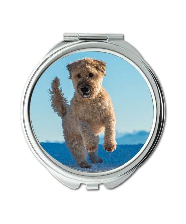 Mirror Compact Mirror Dog Jump Play Irish Soft Coated Wheaten Terrier pocket mirror portable mirror