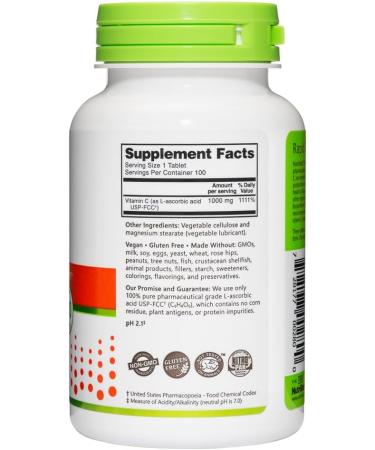 NutriBiotic - Vitamin C 1000 Mg Tablets 100 Count | Essential Immune Antioxidant & Collagen Support Supplement | Pharmaceutical Grade L-Ascorbic Acid | Vegan Non-GMO & Gluten Free - Buy Online on GoSupps.com
