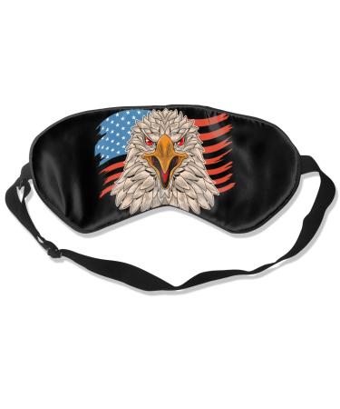 Eagle American Flag Sleep Mask & Blindfold Soft Blackout Sleep Eye Mask with Adjustable Strap Suitable for Travel Nap Night Sleep 8.2x3.5 in