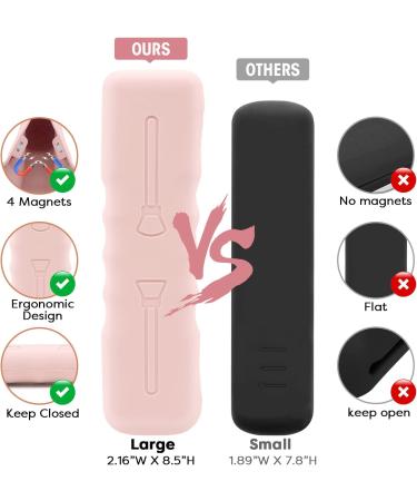 Hydream 2Pack Makeup Brush Holder Travel Case - Pink Khaki | Portable, Waterproof Silicone Cosmetic Brushes Organizer with Magnetic Closure - for Travel - Buy Online on GoSupps.com