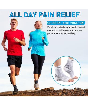 HUEGLO 4 Pair Ankle Compression Socks - Orthopedic Bandage for Neuropathy Arthritis Achilles Tendon & Plantar Fasciitis - Gray M - Buy Online on GoSupps.com