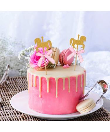 TOYANDONA Lovely Carousel Horse Cupcake Toppers Cake Picks for Kids Birthday Wedding Baby Shower Party Cake Decoration 20 Pieces - Buy Online on GoSupps.com