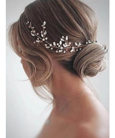 EARENT Bride Wedding Crystal Hair Vine Bridal Long Headband Wedding Hair Piece Rhinestone Hair Accessories for Women and Girls (Silver)