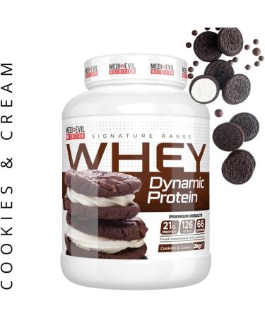 Medi-Evil Nutrition Whey Dynamic Protein Cookies and Cream Flavour 2kg 66 Servings Whey Protein Powder for Muscle Growth Vegetarian Cookies & Cream 66 Servings (Pack of 1) - Buy Online on GoSupps.com