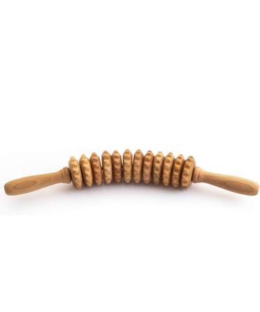 Ribnican Anti-Cellulite Massage Roller - Wooden Maderotherapy Massager with Handle - 40 cm | International Shipping - Buy Online on GoSupps.com