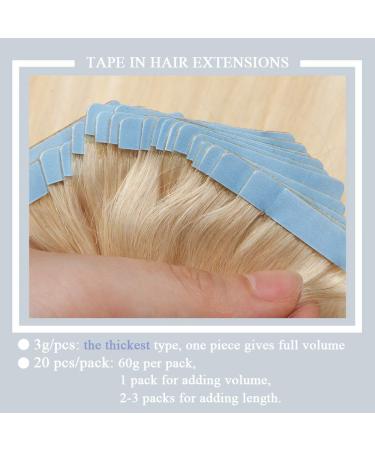 Elailite Real Hair Tape Extensions - 20 Pieces Remy 60g 40cm #70 Bleached White - Smooth Human Hair for Perfect Styles - Buy Online on GoSupps.com