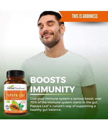 Papaya Leaf Extract Capsules 10X Strength - 60/600mg Veg Capsules- Blood Platelet Bone Marrow & Spleen Support Immune Gut & Super Digestive Health - Herbal Goodness (Pack of 6) 10 Count (Pack of 6) - Buy Online on GoSupps.com