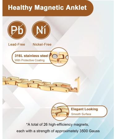EnerCoppeX Magnetic Ankle Bracelet for Women Stainless Steel Lymph Detox Anklet 3500 Gauss Effective Magnet (SAC-0189G) - Buy Online on GoSupps.com