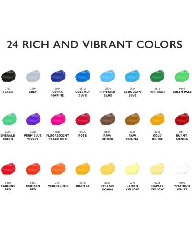 Acrylic Paint Set 24 Colors (0.41oz/12ml) Kit for Artists & Beginners - Non-Toxic Craft Paints for Paper, Canvas, Wood, Ceramic, Fabric - Includes 3 Brushes - Buy Online on GoSupps.com