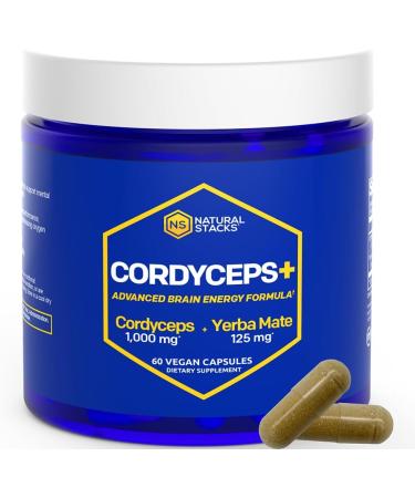 NATURAL STACKS CORDYCEPS + Lions Mane Mushroom Supplement Bundle - Supports Brain Energy and Memory* - 120 Mushroom Capsules - Buy Online on GoSupps.com