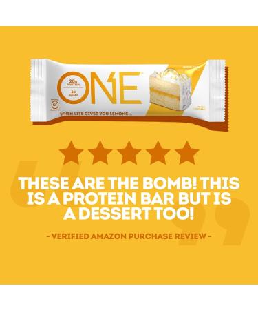 One Brands One Bar Lemon Cake | 12 Bars (2.12 oz Each) | Protein Snack High in Fiber - Buy Online on GoSupps.com