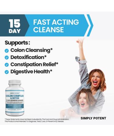 Simply Potent Natural Colon Cleanse - Gentle Colon Cleanser Supplement for Digestive Health - Supports Detoxification and Regularity - 60 Capsules - Buy Online on GoSupps.com