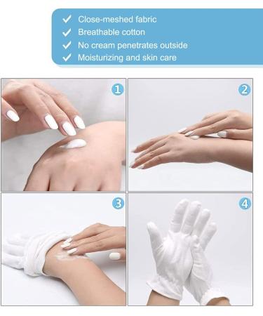 Moisturizing Gloves for Overnight Therapy - 3 Pairs | Premium White Cotton for Eczema, Dry, Sensitive Skin | One Size Fits Most - Buy Online on GoSupps.com