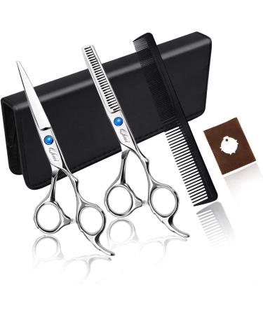 Hairdresser Scissors Set Professional Hair Cutting Scissors and Thinning Scissors for Salon Barbers or Home Use Light and Sharp Silver