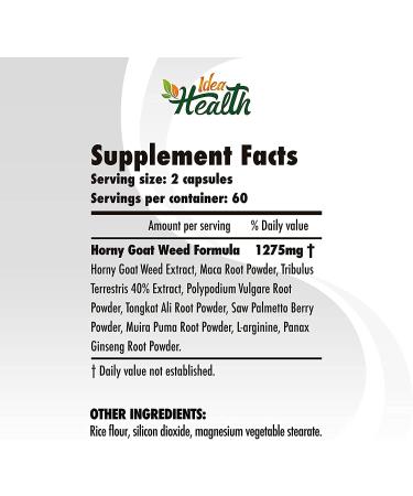 Horny Goat Weed 1275mg MAX STRENGTH w/ Maca - Energy & Performance Complex | 2 Month Supply | 120 Vegan Capsules - Buy Online on GoSupps.com