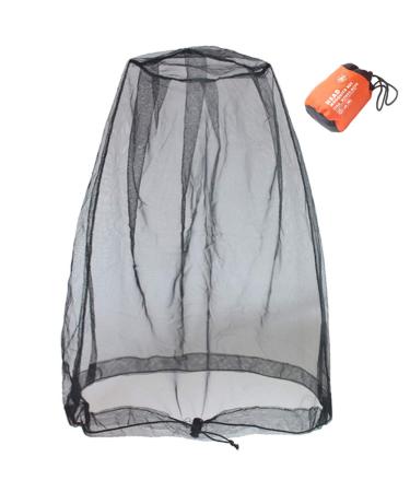Cinvo Head Net Mesh Bug Net Face Netting Updated Bigger Size for Mosquitoes Bugs No See Ums Insects Gnats Midges from Outdoor Spacious Net Room Works Over Most Hats Comes with Free Stock Pouch- Black