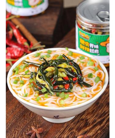 Instant vegetable pickles handmade color pepper chili sauce side dishes seasonings pickles Chinese snacks pickles Chinese specialty spicy dishes snacks gifts (Crispy cucumber 220g 1can) Crispy cucumber 220g 1can - Buy Online on GoSupps.com