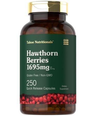 Tahoe Nutritionals Hawthorn Berry Capsules | 1695mg per Serving | 250 Count | Extract Supplement for Women and Men | Non-GMO Gluten Free Extract