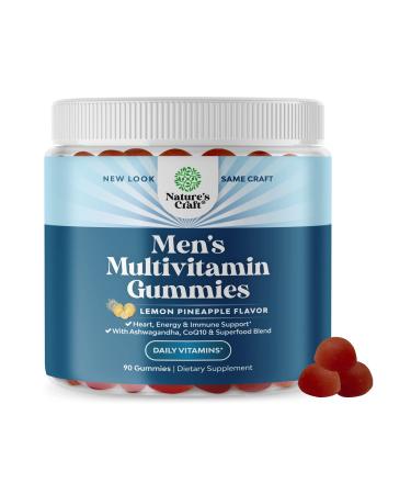 Men's Multivitamin Gummies with Superfood Complex - Daily Multivitamin for Men Gummies with CoQ10 and Ashwagandha for Energy and Immune Support - Adult Multivitamin Gummy with Essential Minerals 90 Count (Pack of 1)
