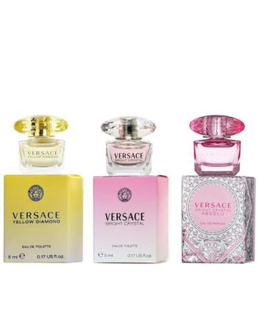 Versace Miniature Variety Trio Collection Perfume Gift Set for Women Absolu Bright Crystal Yellow Diamond
