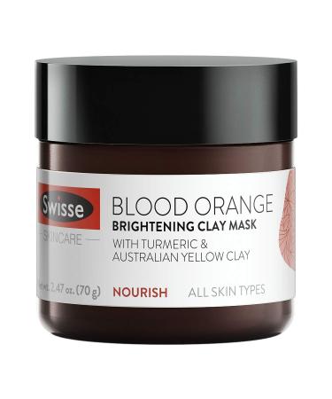 Swisse Natural Skincare Blood Orange Australian Yellow Kaolin Clay Face Mask | Skin Brightening for All Skin Types | Evens and Brightens Skin Tone | Turmeric & Eleuthero Ginseng | 2.47 Oz Nourish