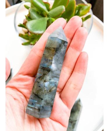 Zenkeeper Labradorite Crystal Point Wand 3-3.5 - Premium Grade for Home Decor, Meditation, Chakra, Reiki - Single Point Tower - Buy Online on GoSupps.com