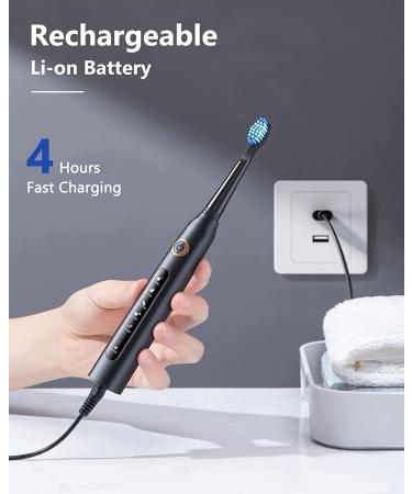 Powerful 5 Mode Electric Toothbrush for Adults | 40,000 VPM Sonic Cleaning | 8 Brush Heads | Rechargeable | Waterproof IPX7 - Buy Online on GoSupps.com