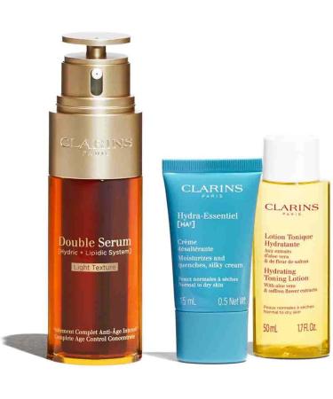 Clarins Gift Set | Double Serum Light Collection 115ml | Worth 107 | Double Serum Light Texture 50ml Hydra-Essentiel HA Silky Cream 15ml Hydrating Toning Lotion 50ml - Buy Online on GoSupps.com
