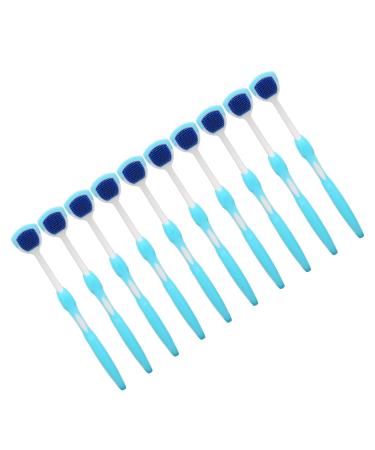 Tongue er  Tongue er Brush Silicone Long Handle 10 Pcs for Adults(Blue)