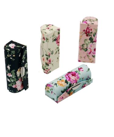 Hanyi 4 Pcs Retro Print Pattern Lipstick Case with Mirror/Lipstick Box