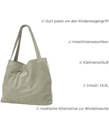 Koeka Diaper Bag - Stylish & Washable Nappy Bag for Moms - Green Corduroy Baby Bag - Perfect for International Shipping - Buy Online on GoSupps.com