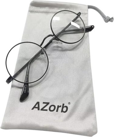 Buy AZorb Blue Light Blocking Glasses | Retro Round Metal Frame for Women & Men | Stylish Black 46mm Eyeglasses - Buy Online on GoSupps.com