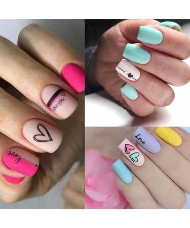 Valentines Day Nail Art Stickers - 36pcs 3D Self-Adhesive Heart Cartoon Decals for Cute Romantic Nail Designs - Red & Black Valentines Nail Supplies - Buy Online on GoSupps.com