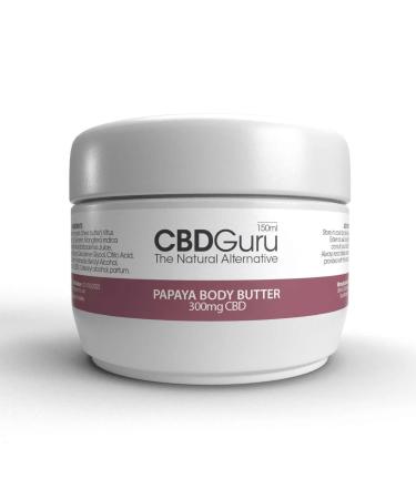CBD Guru CBD 300mg PapayaBody Butter with Shea Butter - for Muscle Relief Containing Natural Oils and Butters - Vegan Skincare - 150ml