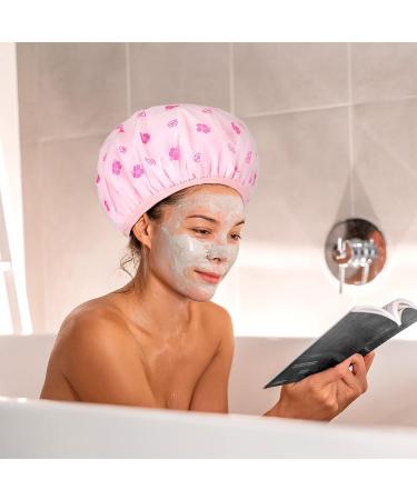 4 Pcs Terry Lined Reusable Shower Caps for Women - Waterproof EVA Bath Caps for Hair Care - Floral Design - Buy Online on GoSupps.com