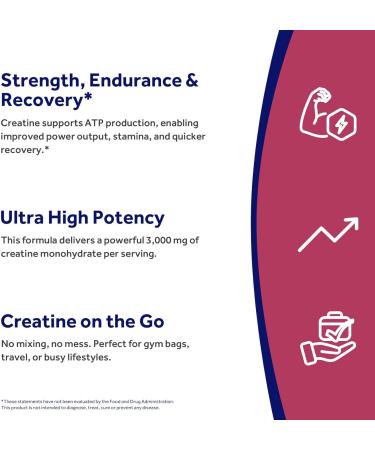 Doctor's Recipes Creatine Monohydrate 3000 mg Per Serving Micronized Creatine Capsules for Women & Men for Strength Energy Recovery High Absorption Vegan 120 Capsules - Buy Online on GoSupps.com