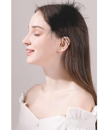 4 Pcs Ostrich Feather Hair Clips - Vintage Elegant Luxury Headpiece for Women (Black+White) - Buy Online on GoSupps.com