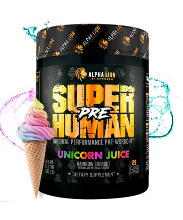 ALPHA LION Superhuman Pre Workout Powder  Beta Alanine  L-Taurine & Tri-Source Caffeine for Sustained Energy & Focus  Nitric Oxide & Citrulline for Pump (21 Servings  Unicorn Juice)