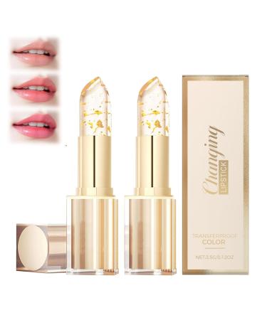 MEITREND Magic Color Changing Lipstick Gold Foil Magic Temperature Color Changing Moisturizing Lip Gloss Waterproof and Not Easy to