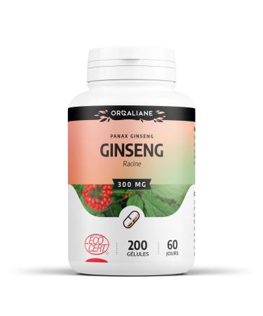 Organic Ginseng 300 mg - 200 capsules - Ecocert certified - Orgaliane