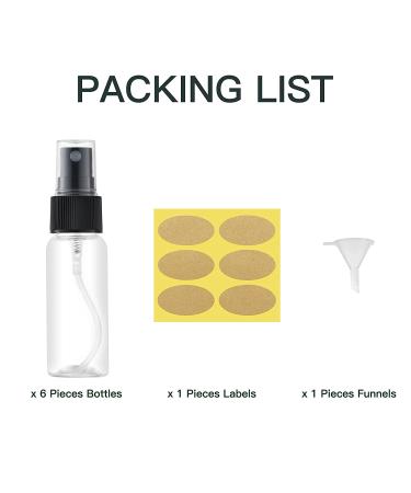 Lisapack 1oz Mini Spray Bottles (6 Pack) - Clear Fine Mist Atomizers for Perfume, Cologne & Water - Buy Online on GoSupps.com