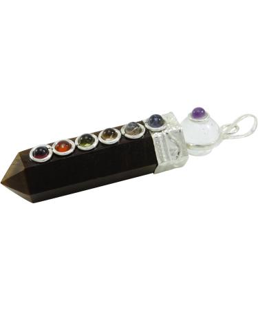Harmonize Wand 7 Chakra Balancing Therapy Tiger Eye Stone Pencil Pendant Balancing Reiki Healing Crystals - Buy Online on GoSupps.com