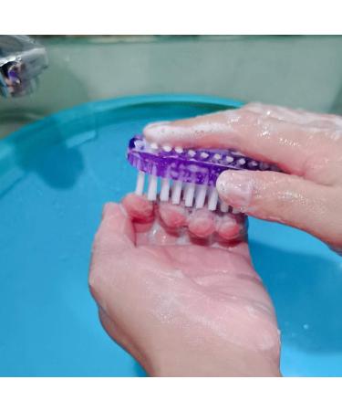 2 Sided Hand Fingernail Scrub Brush | Soft Stiff Bristles | Nails Toes Scrubber | 4 PCS | Pink Purple Blue White - Buy Online on GoSupps.com