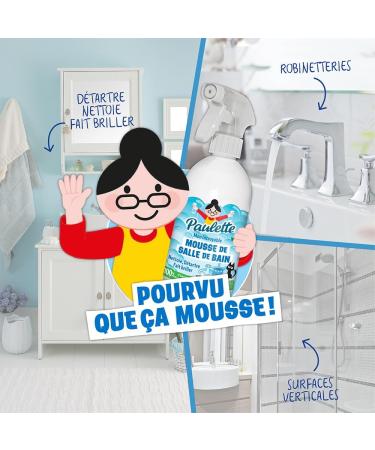  Paulette PAULETTE LA TERREUR DU MENAGE - Lemon Bathroom Foam - Natural and Ecocert Degreasing Cleaner Spray - 500 ml - Buy Online on GoSupps.com