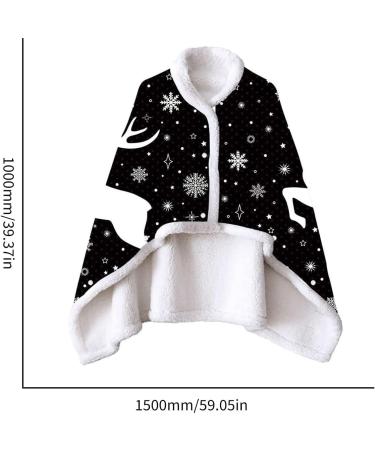 Wearable Blanket Christmas Shawl Ultra Soft with Buckle Warm Cosy Comfy Christmas Throw Blanket Cloak for Women Girls Adults Black3 75*100cm - Buy Online on GoSupps.com
