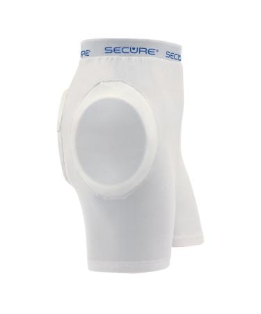 Secure Unisex Soft Hip Protector with Removable Tailbone Pad Large White - Elderly Adult Safety Fall Injury Prevention (Large)